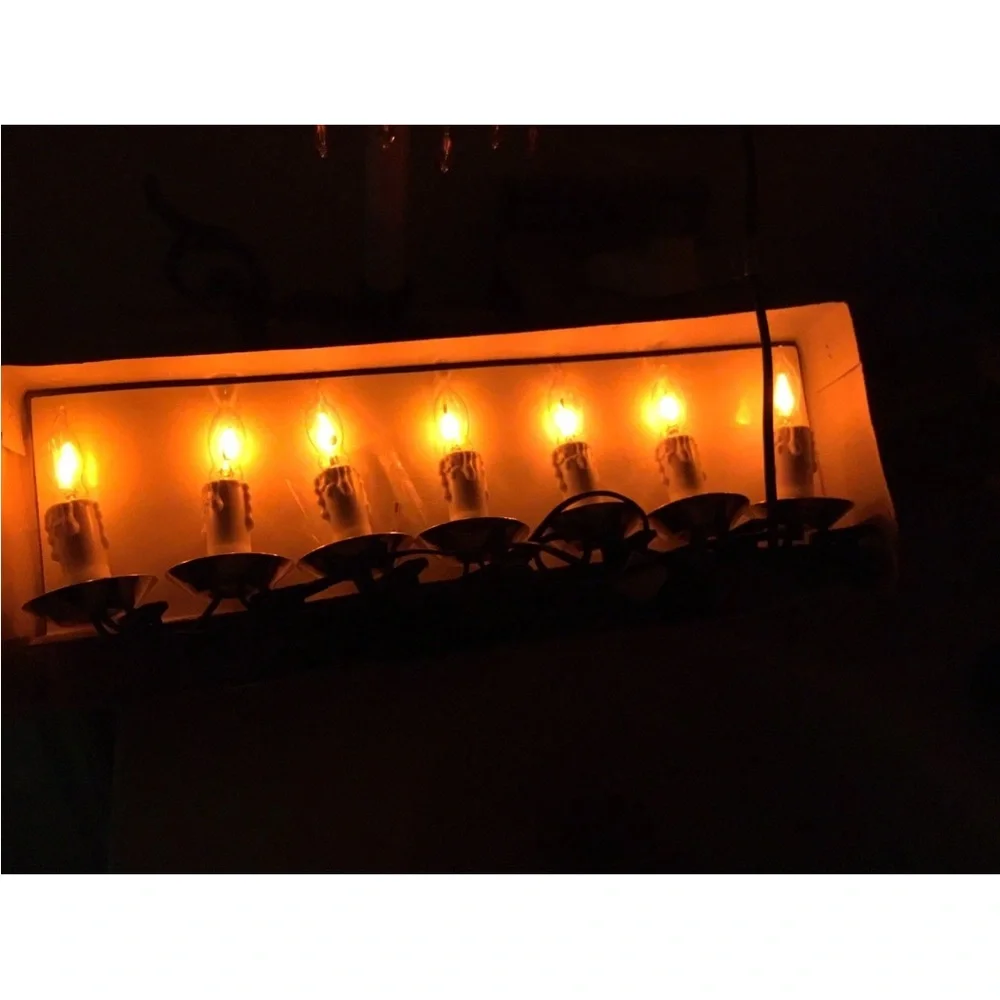 Everglow String of 7 Flicker Candle Flame Christmas Lights, Green Wire